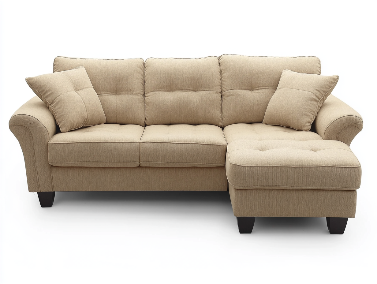 Sofá chaise longue tapizado en tela beige para salón moderno WT7114890