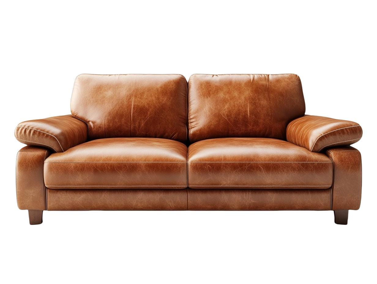 Sofá de piel marrón de dos plazas 180x90 cm para salón elegante y acogedor dp5884353