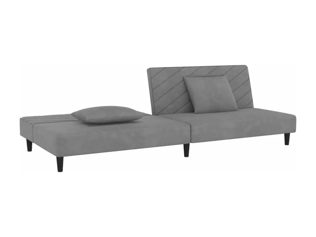 Sofá cama de 2 plazas con dos almohadas terciopelo gris claro UAWC21253