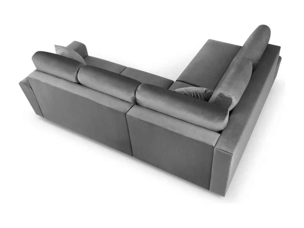 Homepleno - Sofá cama esquinero izquierdo con baúl de almacenaje Homepleno 5 plazas de terciopelo gris claro - 243x194x88cm mnjn34934