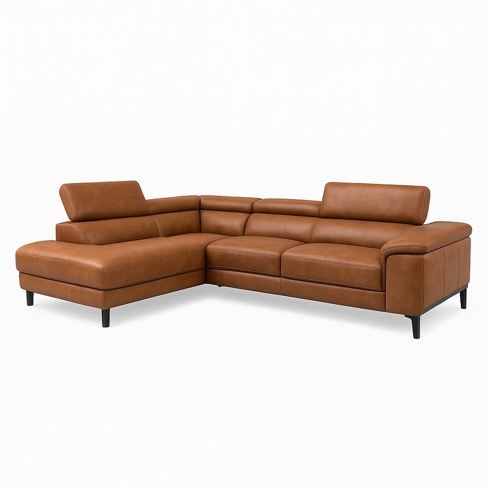 Sofá Esquinero de 3 Plazas de Cuero Sintético Marrón en Forma de L 290x220x90 cm