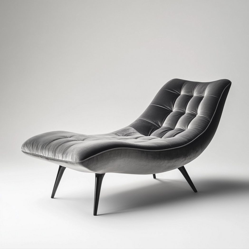 Sofá Chaise Longue Curvado Terciopelo Gris 200x90x85 cm