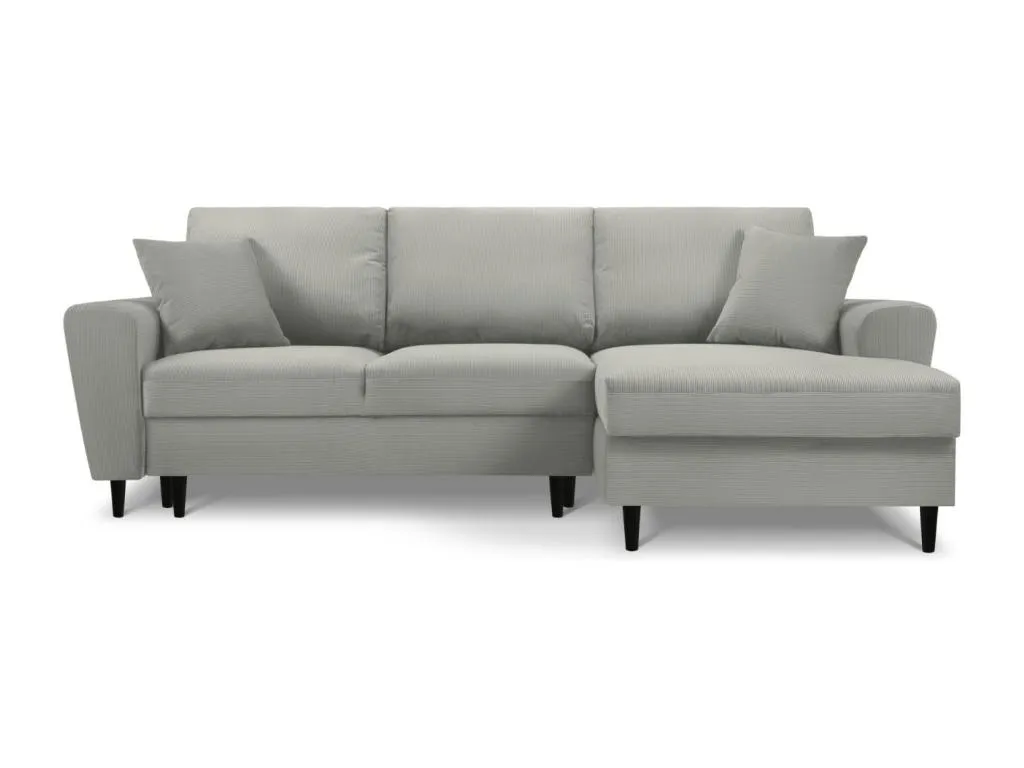 Banakdecoracion - Sofá cama esquinero derecho con baúl de almacenaje Banakdecoracion 4 plazas de pana gris claro - 241x145x88cm EWTR32132