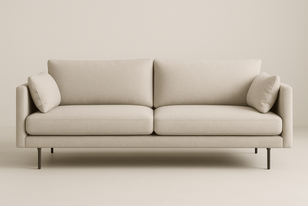 Sofá 3 Plazas Beige 200x85x80 cm, Asiento 45 cm, Tapizado en Poliester