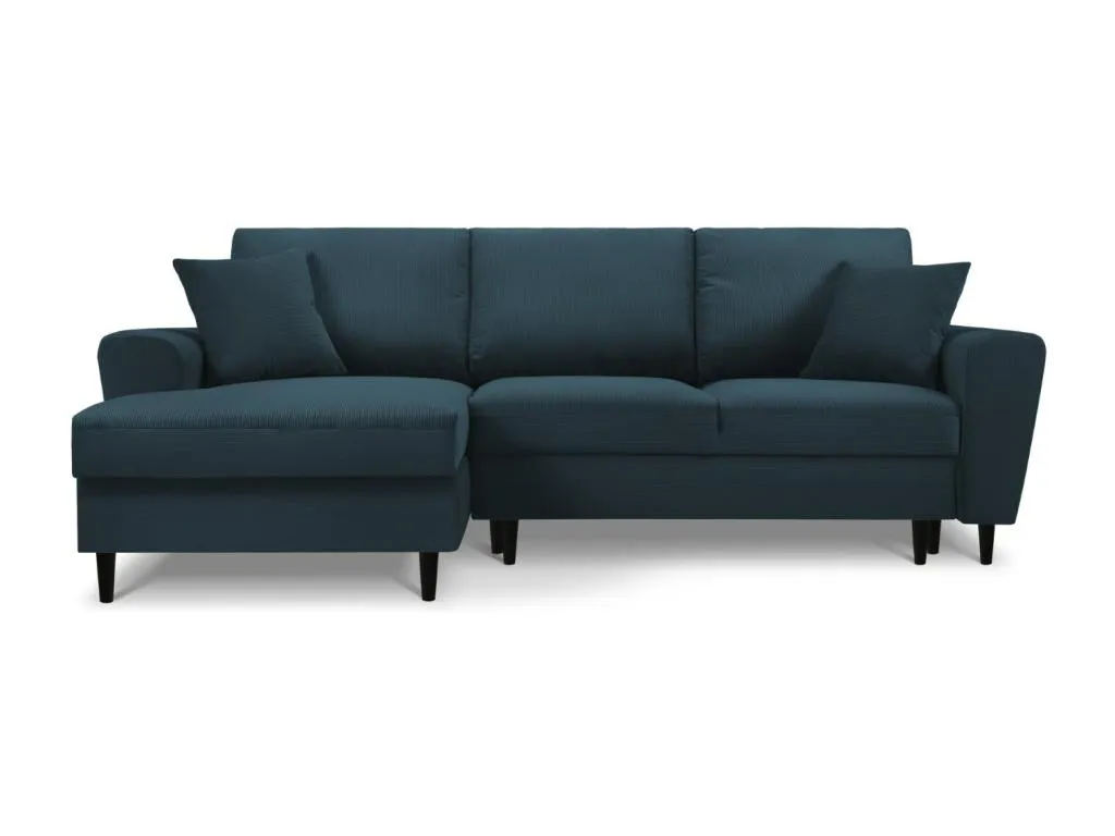 Banakdecoracion - Sofá cama esquinero izquierdo con baúl de almacenaje Banakdecoracion 4 plazas de pana azul oscuro - 241x145x88cm LBWJ04273
