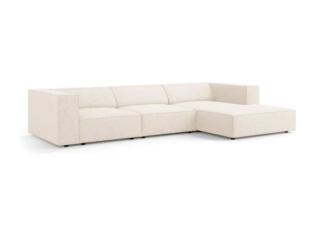 Vivircalido - Sofá esquinero derecho Vivircalido 4 plazas de tejido chenilla beige claro - 284x166x70cm otnx96111