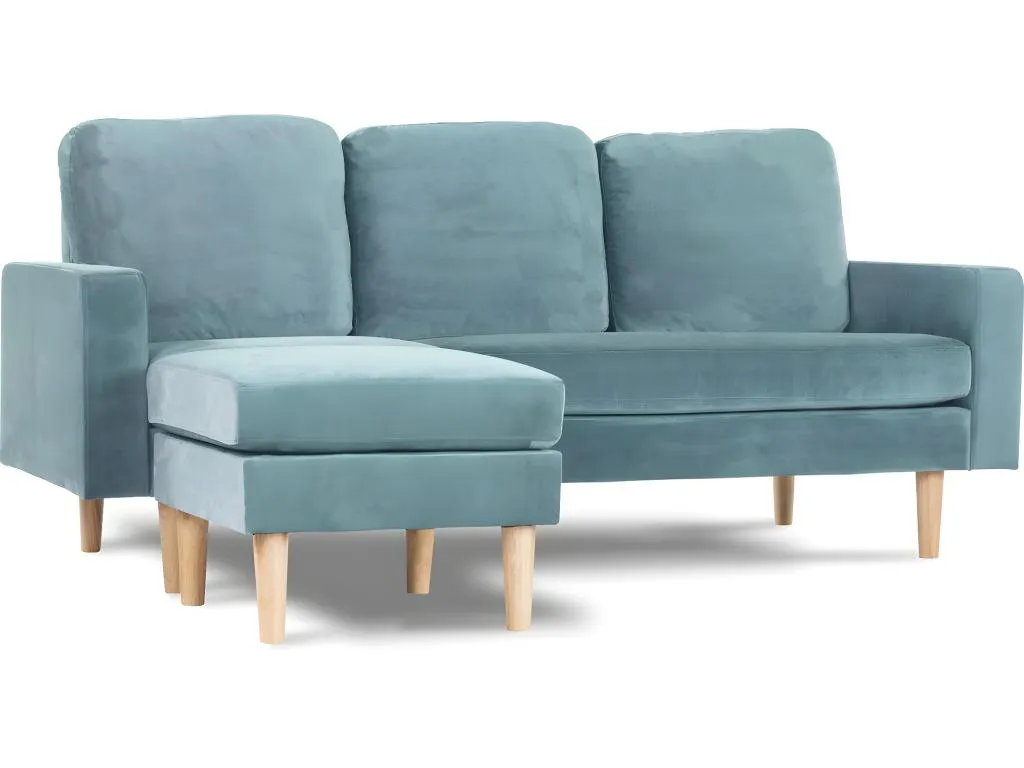 Sofá esquinero en tela Homepleno - 3 plazas - Azul Canario iqfw88868