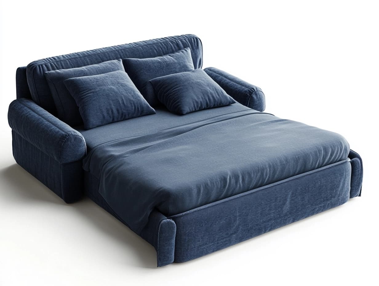 Sofá Cama 2 Plazas Tela Terciopelo Azul 200x140 cm