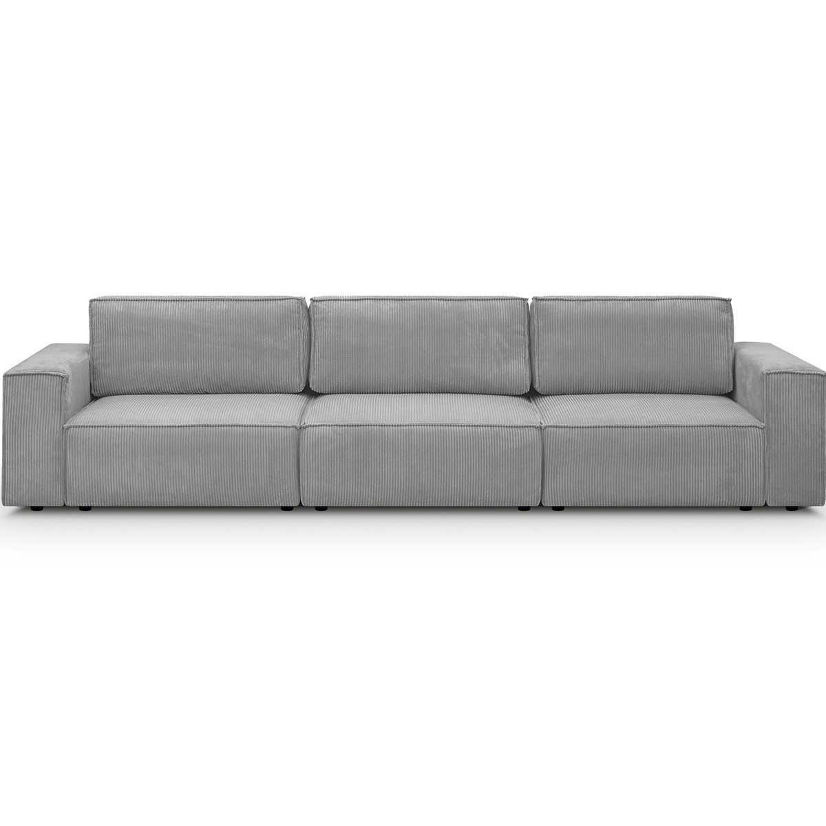 Sofá modular de 5 plazas en terciopelo acanalado gris claro ru0971n0