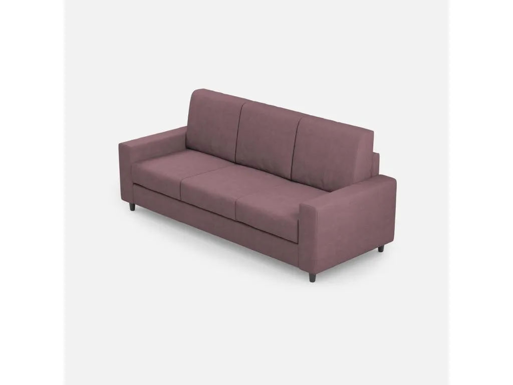 Sofá Prietocasa de 3 plazas (tres plazas de 60 cm) dimensiones exteriores L.208 cm color ciruela