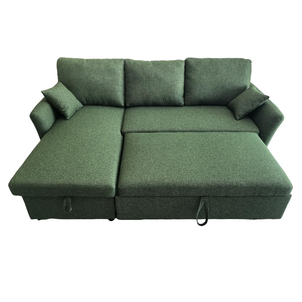 Sofá cama 3 plazas chaise longue reversible verde