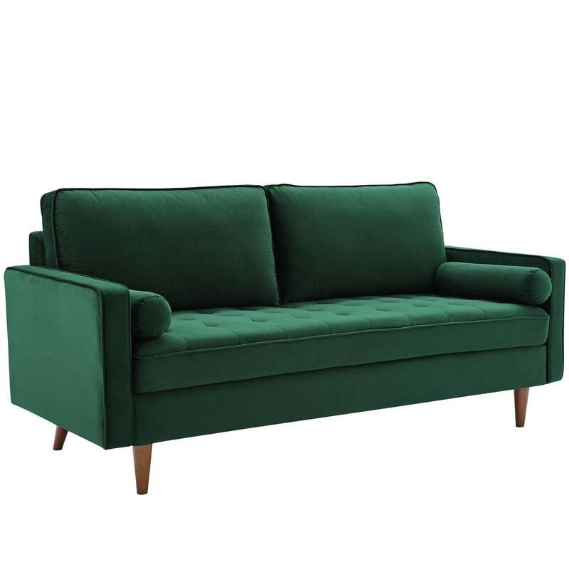 Sofá Tuxedo de 3 Plazas en Terciopelo Verde de 73 in. con Brazos Cuadrados PINPAI wj7574106