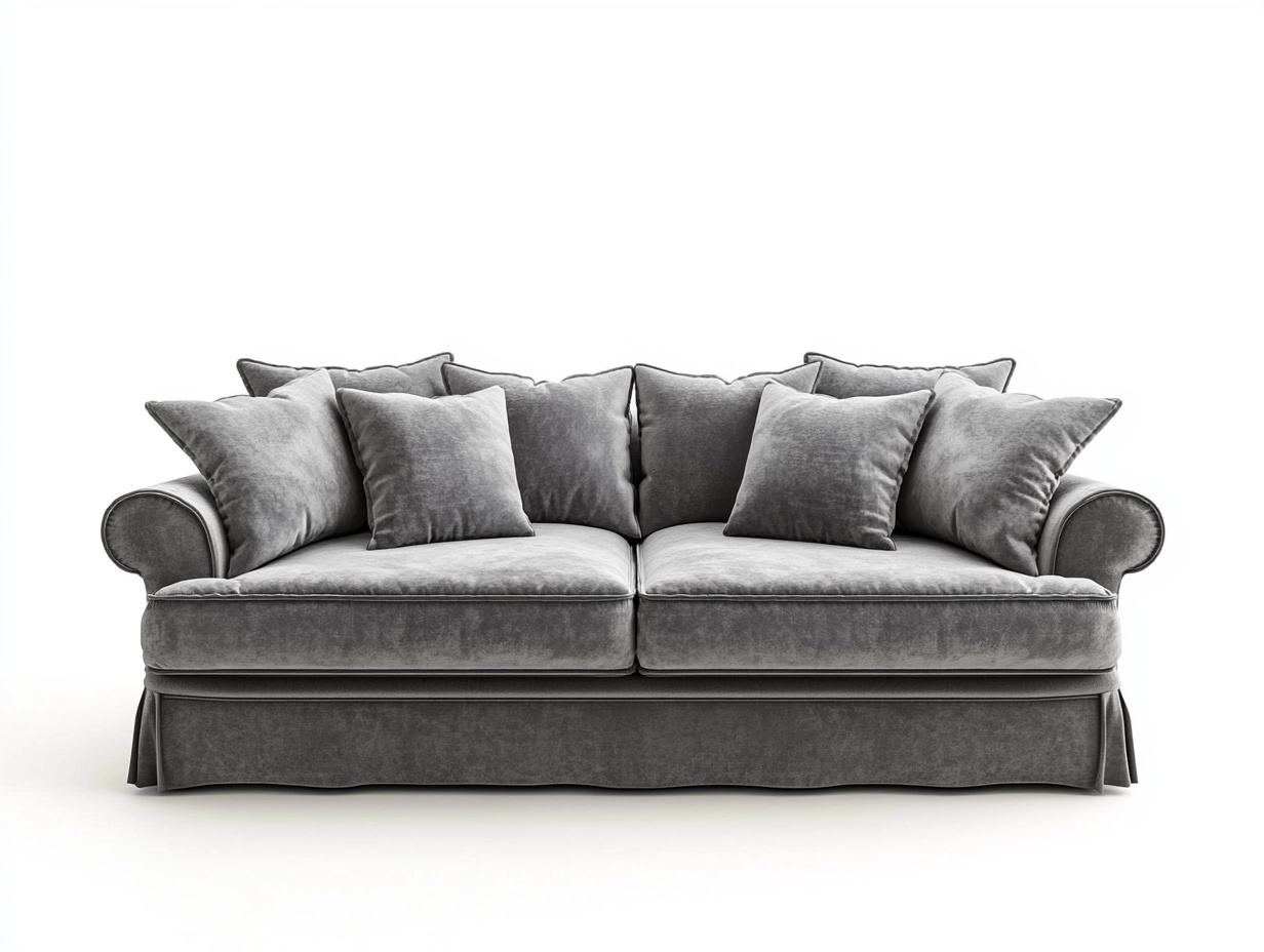Sofá clásico gris de terciopelo de tres plazas para sala de estar elegante y cómoda 210x90x85cm HL9247146