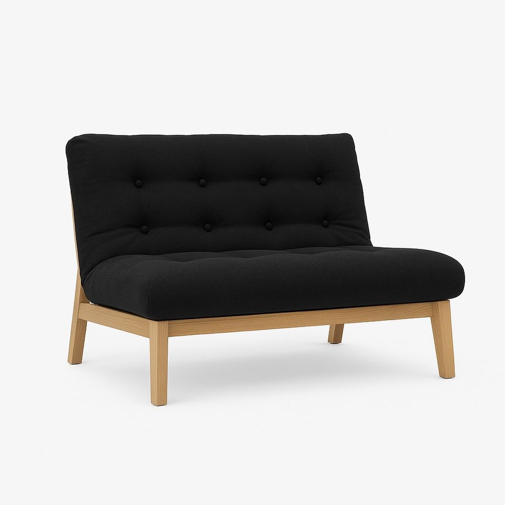 Sofá Dos Plazas 140 cm Hogar Tela Madera Negro Sofá Moderno