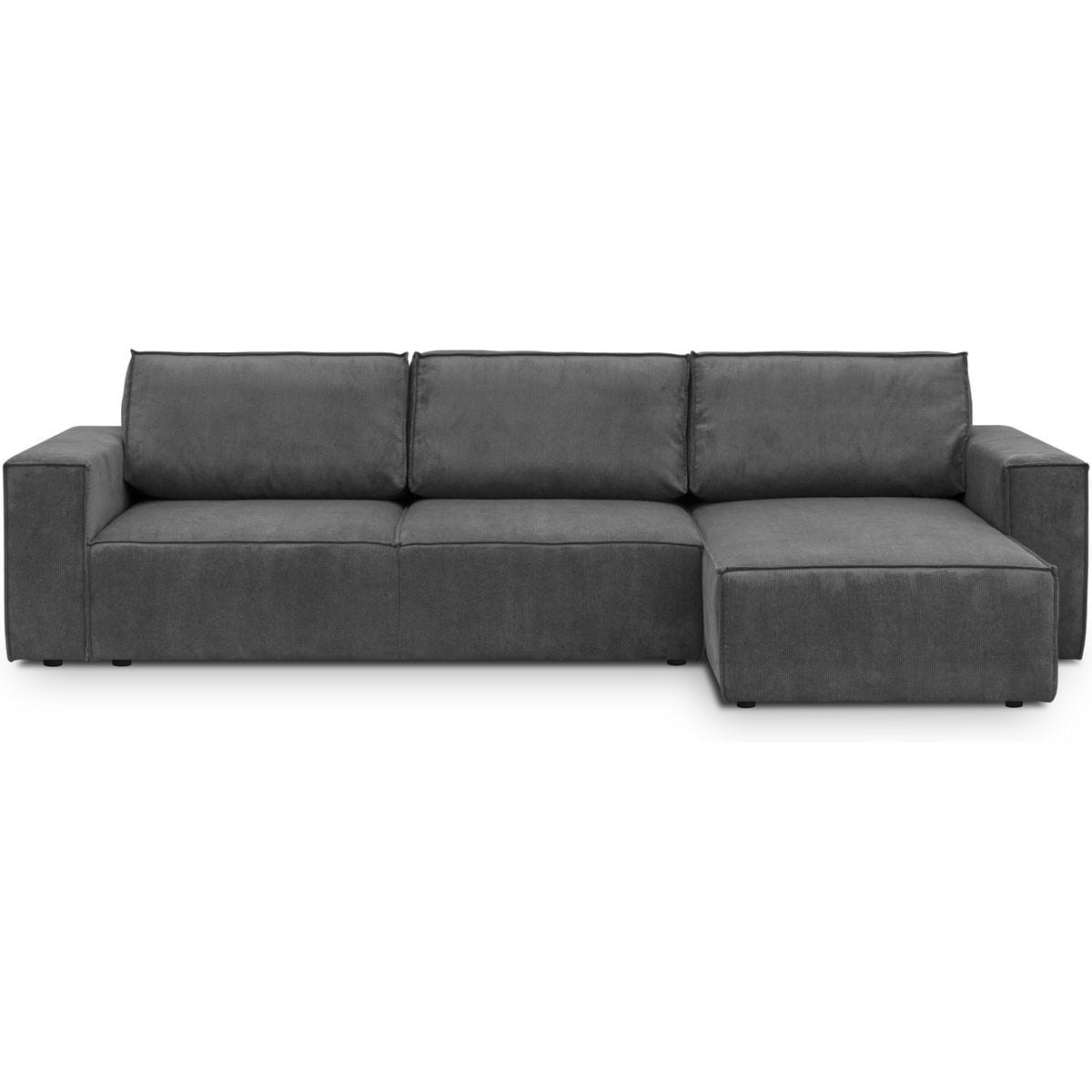 Sofá chaise longue de 5 plazas convertible en terciopelo de finas costuras color antracita nq0257c8