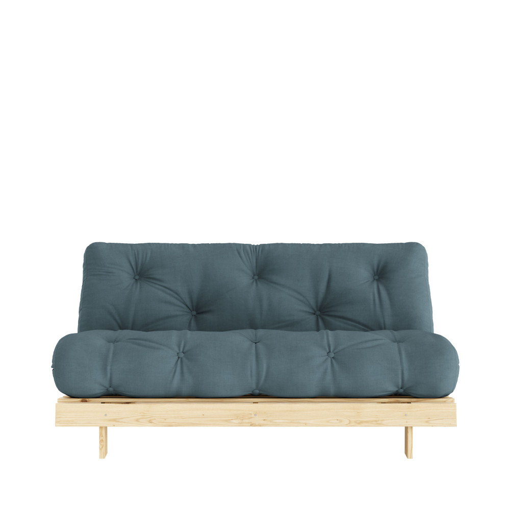 Sofá convertible de 2 plazas en madera y tela, color azul petróleo tt1987q8