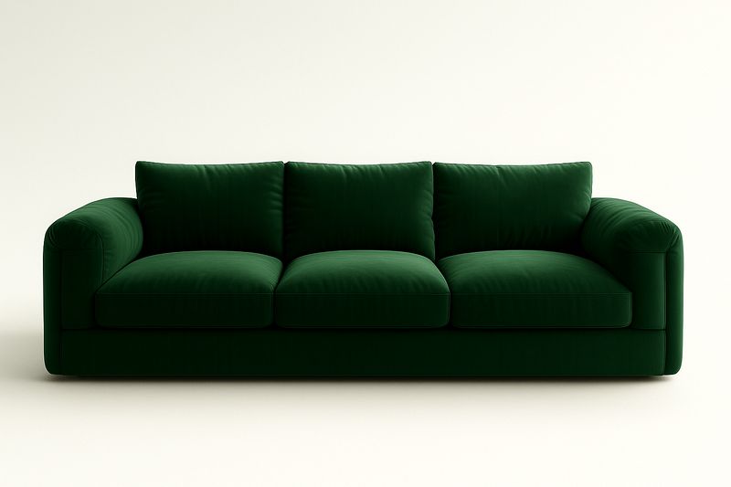 Sofá de Tres Plazas Tela Verde Algodón 220 cm