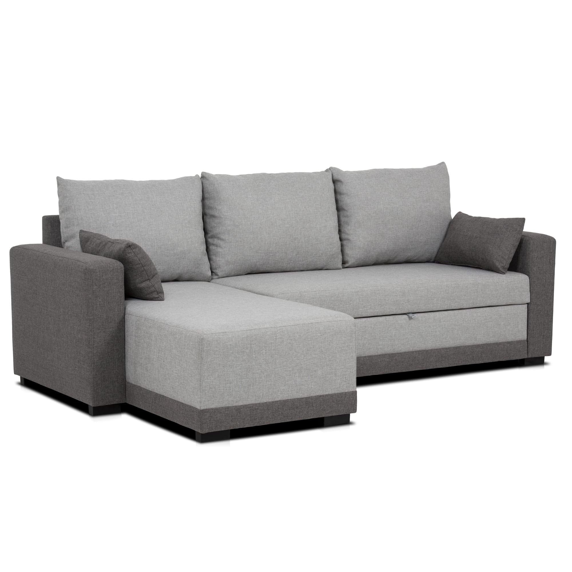 Sofá cama esquinero 4 plazas chaise longue reversible gris