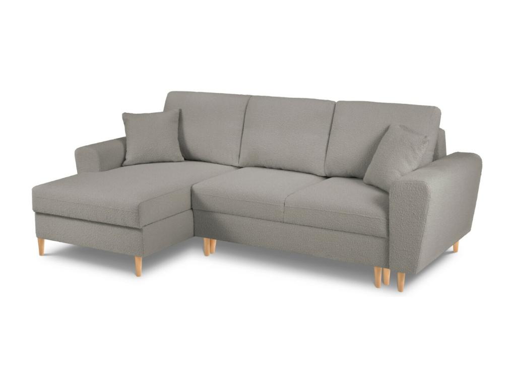 Sancaldeco - Sofá cama esquinero izquierdo con baúl de almacenaje Sancaldeco 4 plazas de tejido bouclé gris - 241x145x88cm 76435KNNP