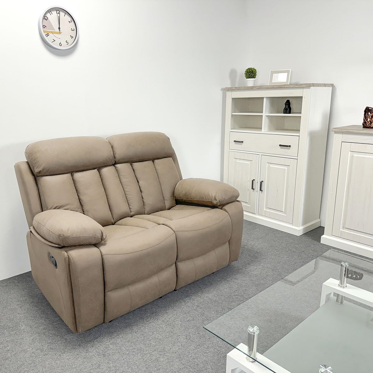 Sofá 2 plazas relax reclinable manual beige Homey