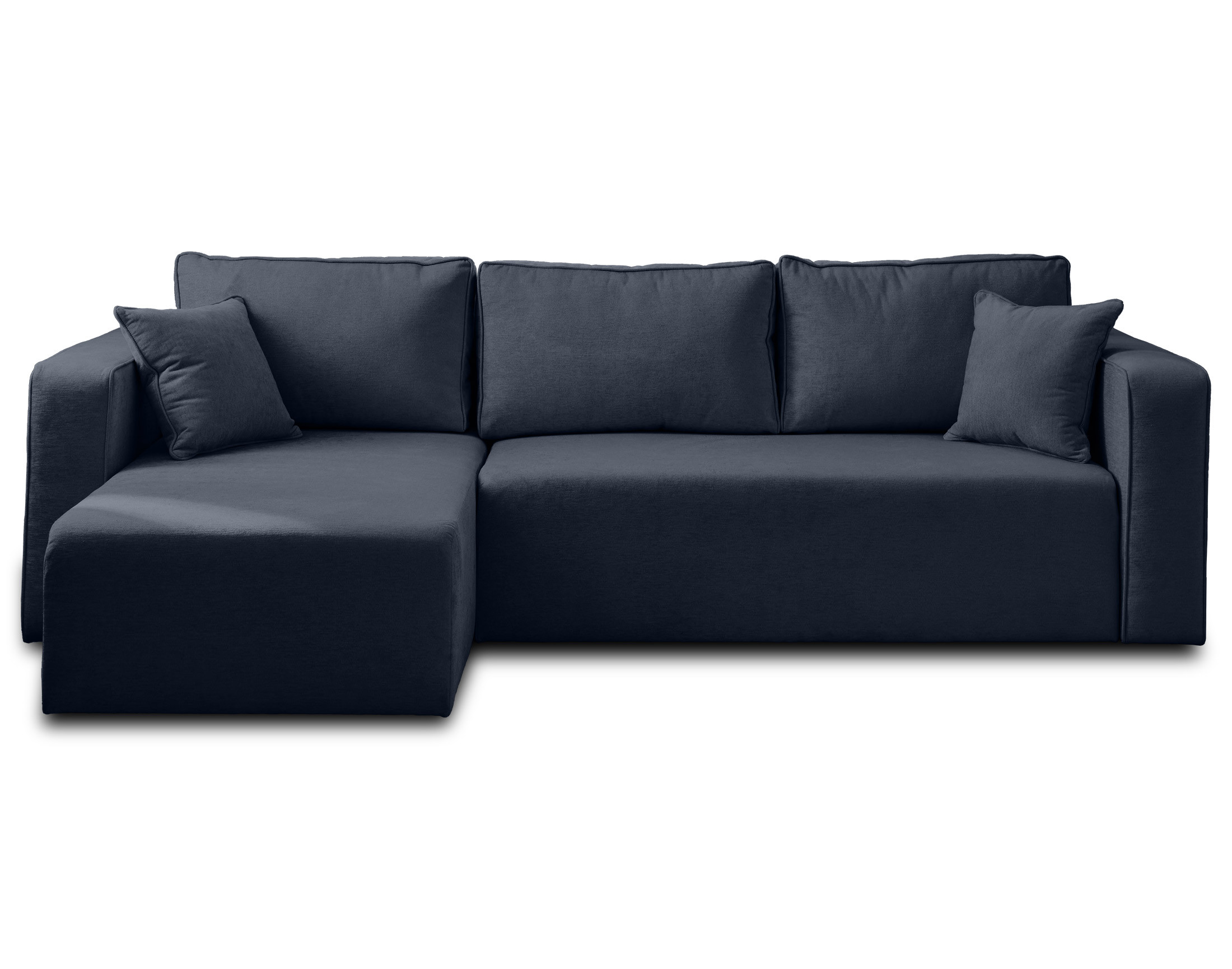 Sofá esquinero reversible convertible de 4 plazas en tela azul wp6586t9