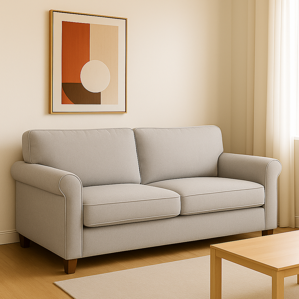 Sofá Sala Salón Tela Hogar Comodidad Gris 2 Plazas