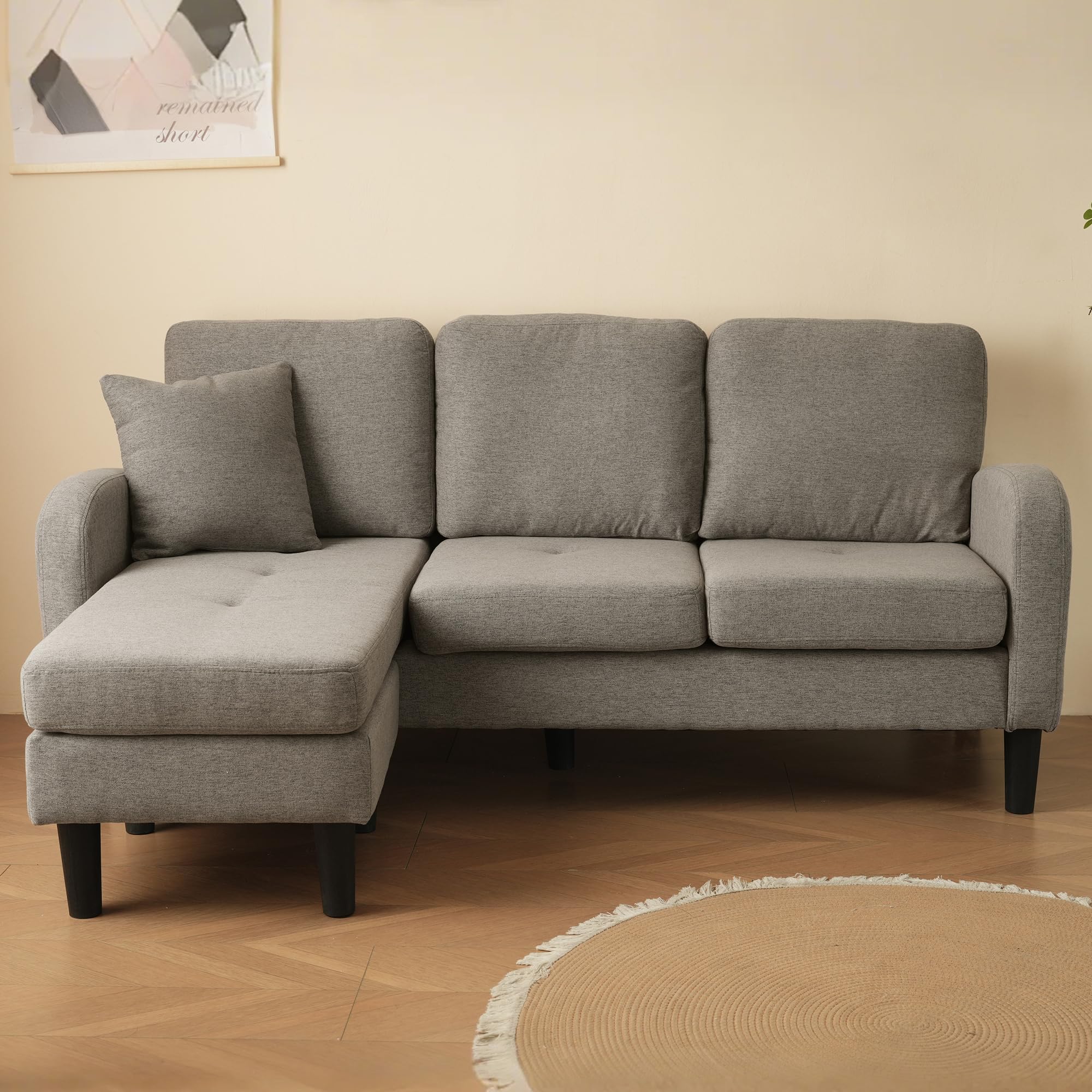 Sofá esquinero en L 3 plazas chaise longue beige