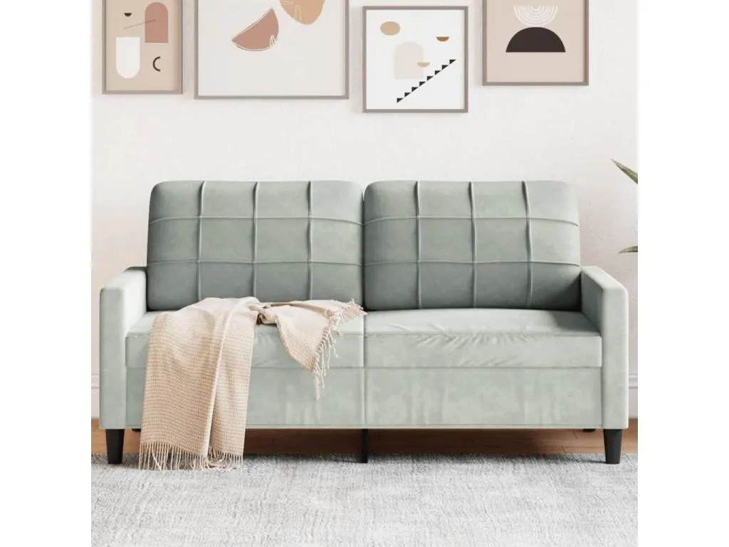 Sofá de 2 plazas de terciopelo gris claro 140 cm 78194zioz