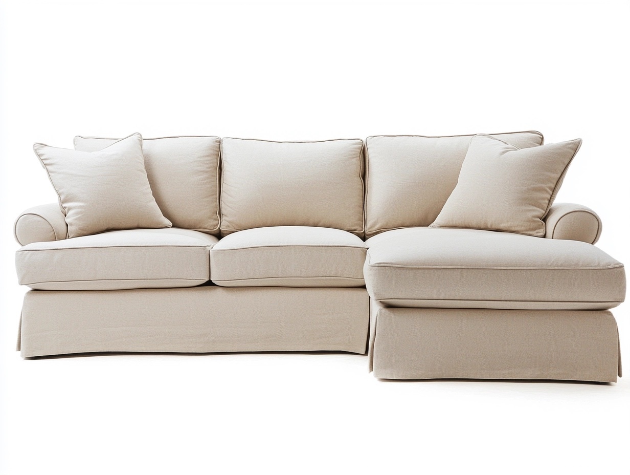 Sofá seccional beige 1 pieza 250x150x85 cm con chaise longue