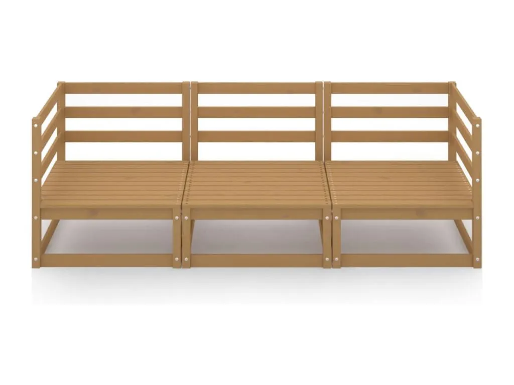 Sofá de jardín de 3 plazas marrón miel Banakdecoracion maciza de Banakdecoracion JQWT48502