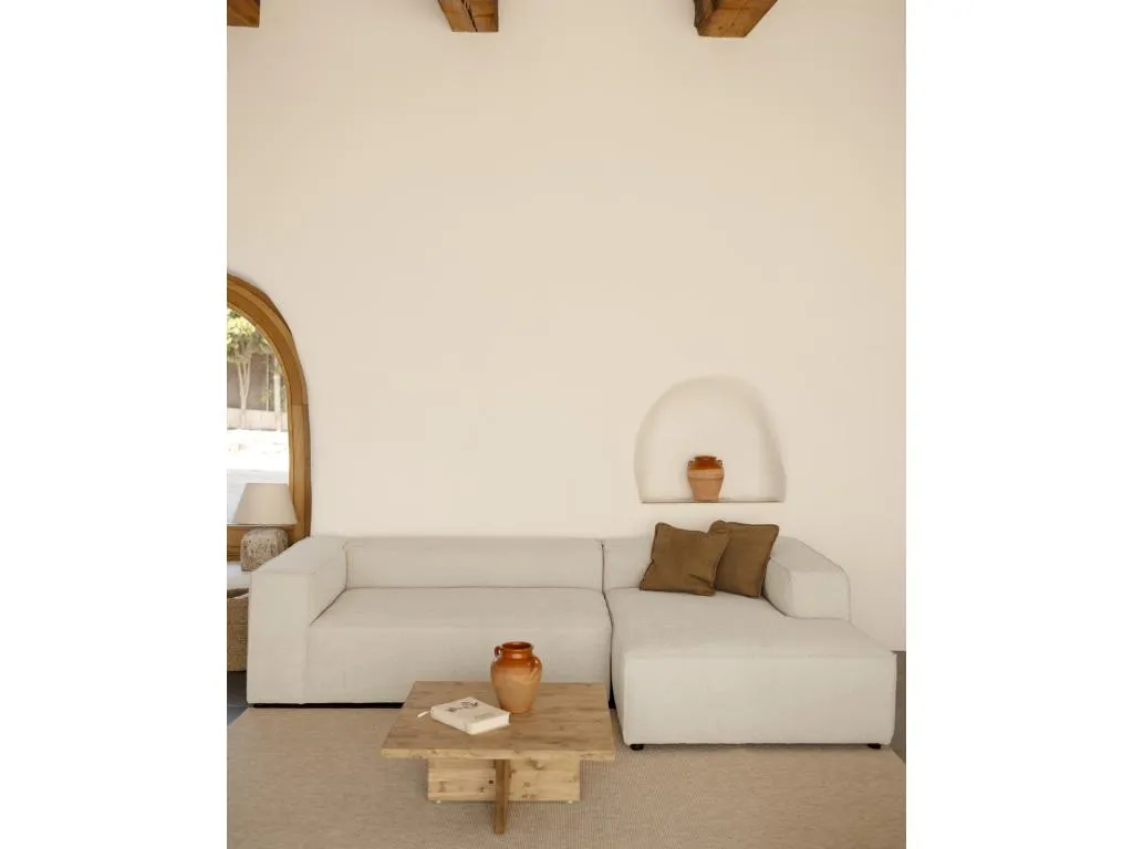 Sofá 4 plazas y chaise longue derecho color gris claro 250x175cm - Habitarluz 82315VKLT