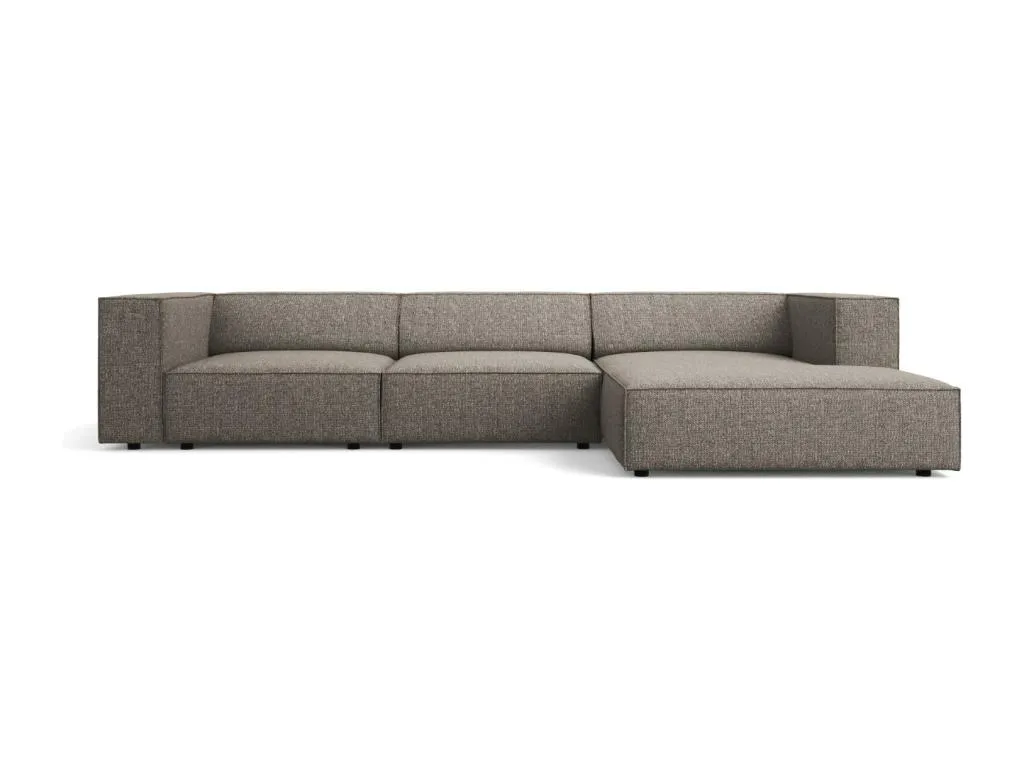 Decoencanto - Sofá esquinero derecho Decoencanto 4 plazas de tejido chenilla gris - 284x166x70cm