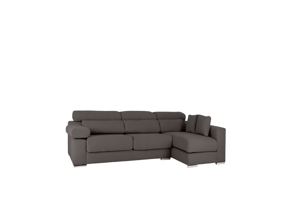 Sofá 4 plazas y chaise longue derecho color gris oscuro 278x168cm - Alkifurniturees GVCE61959