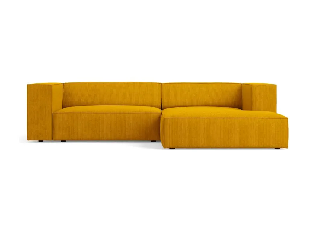 Casabellaes - Sofá esquinero derecho Casabellaes 3 plazas de tejido chenilla con efecto acanalado mostaza - 224x166x70cm LDSV48934