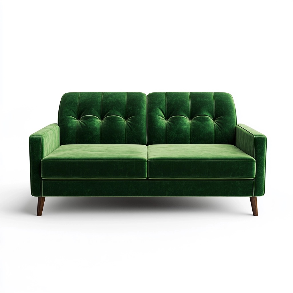 Sofá de dos plazas cómodo terciopelo para salón color verde 150 cm