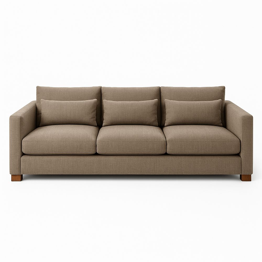 Sofá moderno de tela beige,sofá de tres plazas,elegante y cómodo,perfecto para sala de estar,estilo contemporáneo,estructura robusta,cojines suaves