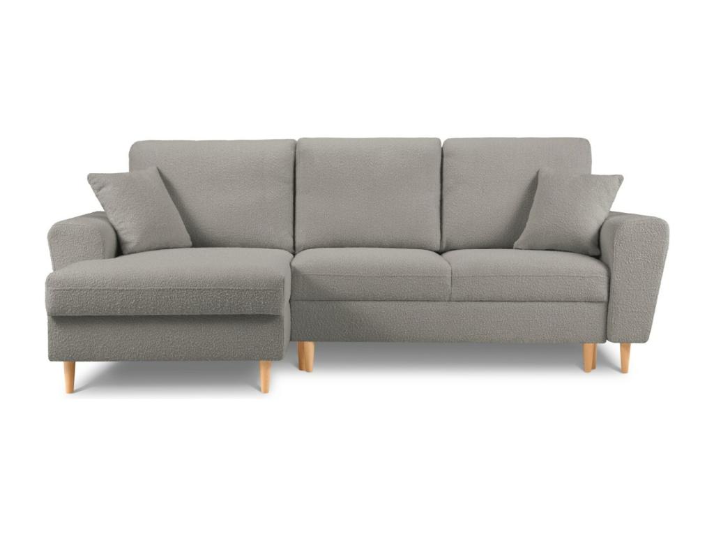Sancaldeco - Sofá cama esquinero izquierdo con baúl de almacenaje Sancaldeco 4 plazas de tejido bouclé gris - 241x145x88cm 76435KNNP