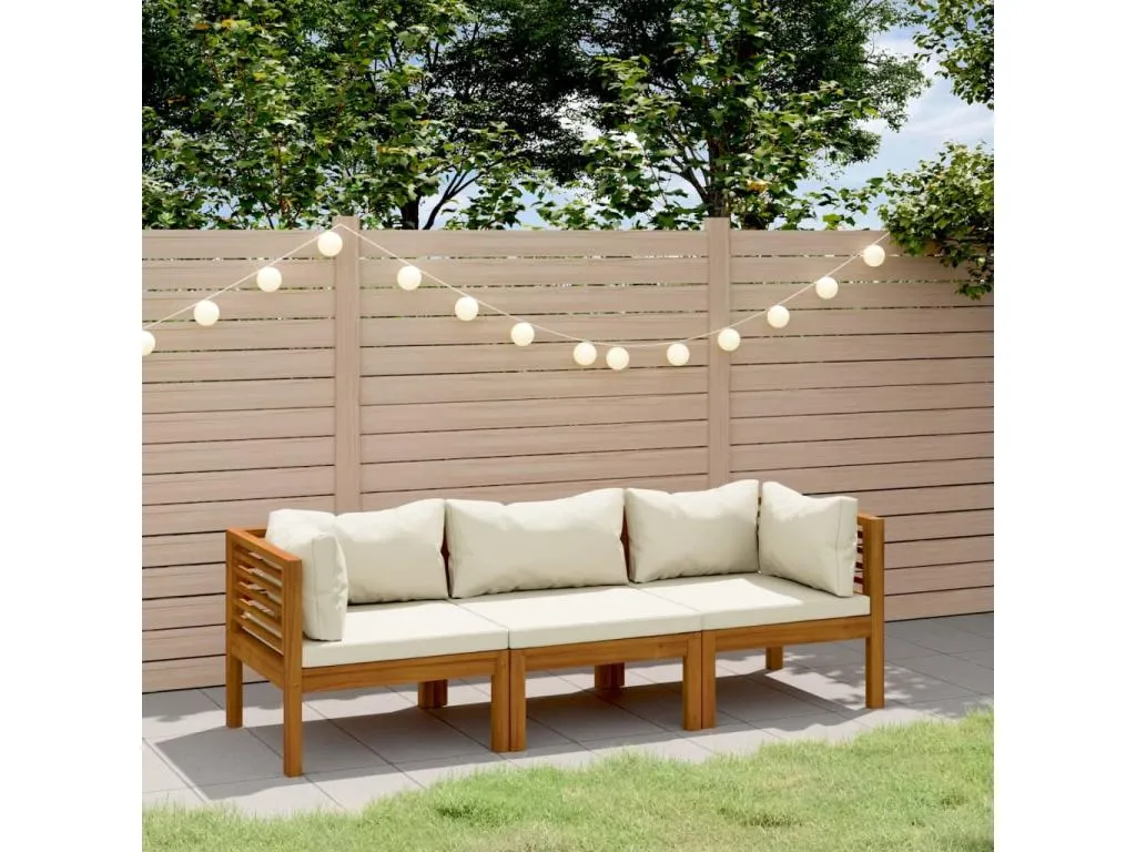 Sofá de jardín de 3 plazas con cojín crema Micasacool
