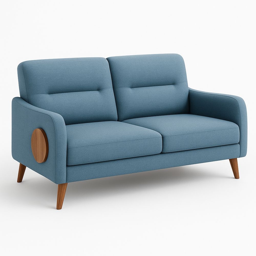 Sofá de Tela Azul Dos Plazas Moderno Comodidad Salón