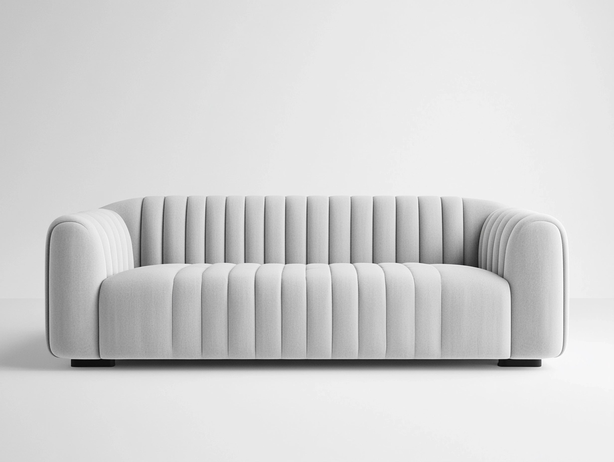 Sofá 3 plazas tapizado en poliéster con costuras verticales 210x90x75 cm