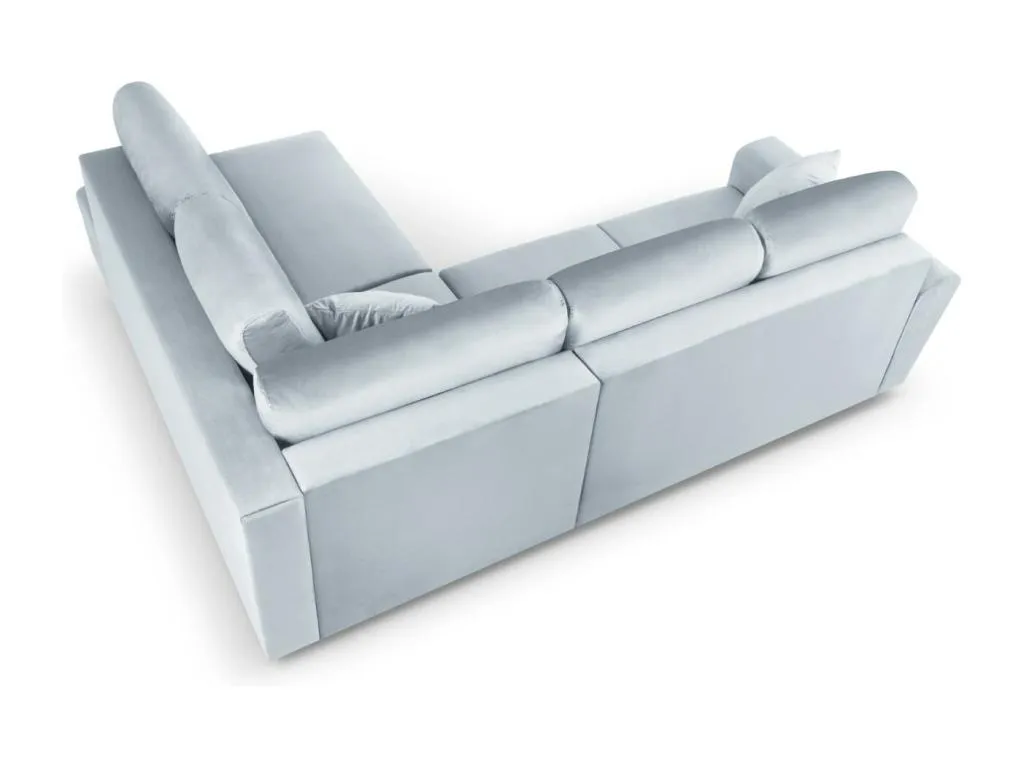 Andreuworldcasa - Sofá cama esquinero derecho con baúl de almacenaje Andreuworldcasa 5 plazas de terciopelo azul claro - 243x194x88cm