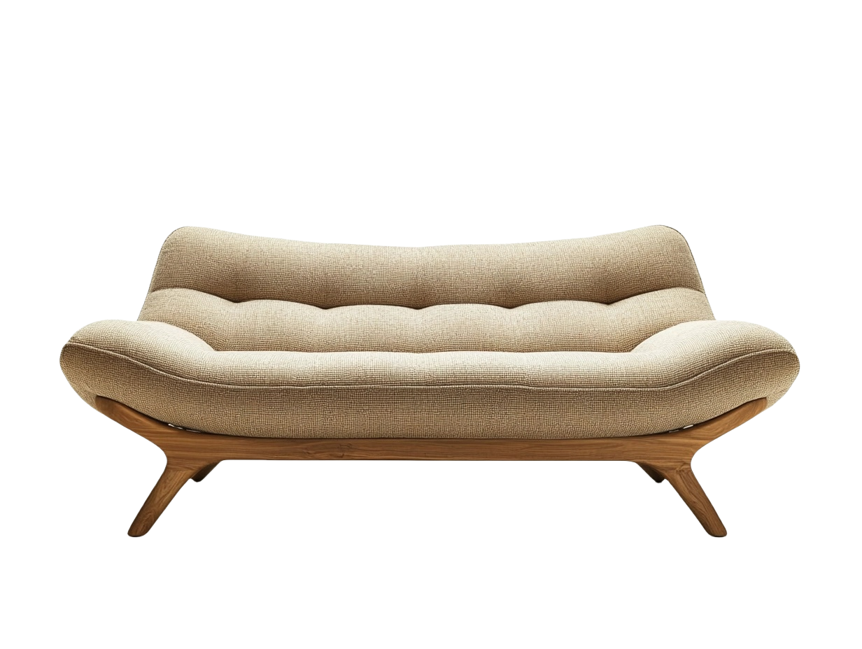 Sofá de dos plazas compacto 150cm color beige moderno tapizado en tela de alta calidad con estructura de madera ek8950745