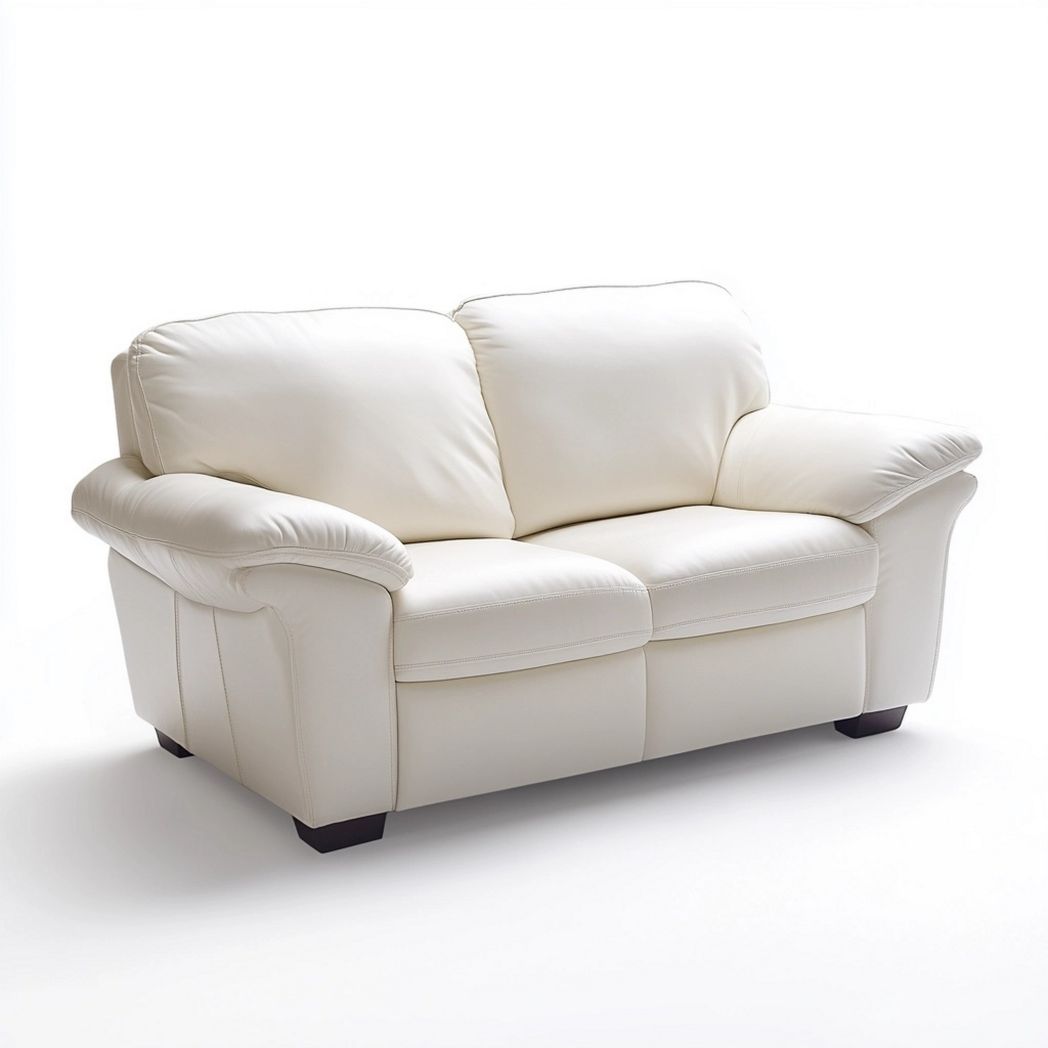 Sofá de Dos Plazas de Cuero Sintético para Salón en Color Blanco
