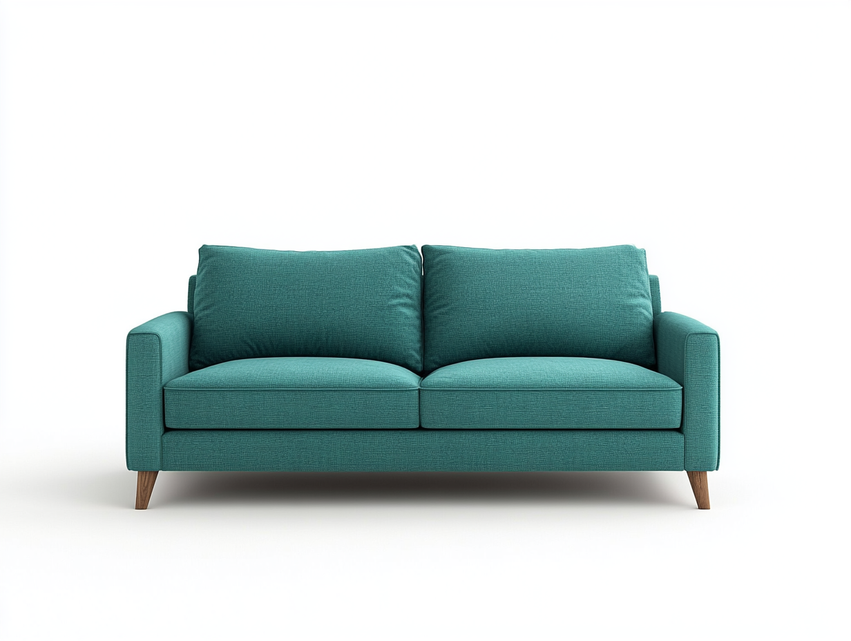 Sofá de 2 plazas con tapizado en tejido verde turquesa y patas de madera, ideal para salón o sala de estar WB2110642