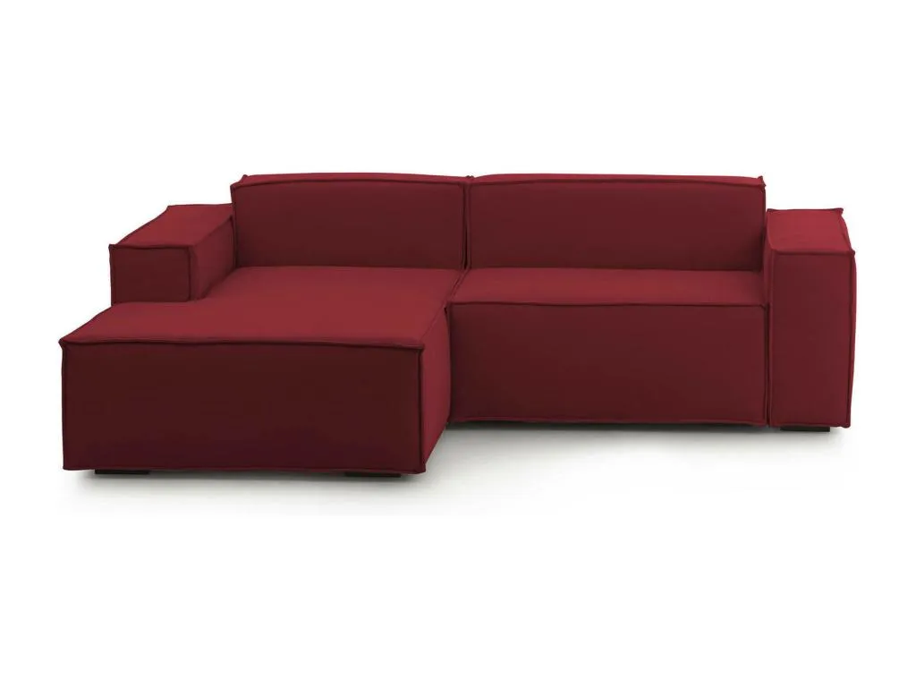 Sofá fijo Decoencanto Gran Sofá modular de 2 plazas península izquierda Made in Italy Sofá moderno en tela Cm 240x170h70 Rojo
