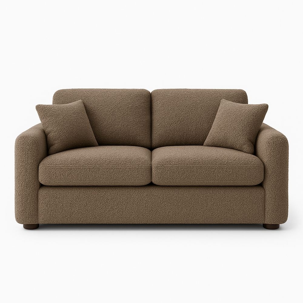 Sofá de dos plazas para sala de estar 180cm cómodo tapizado marrón tela