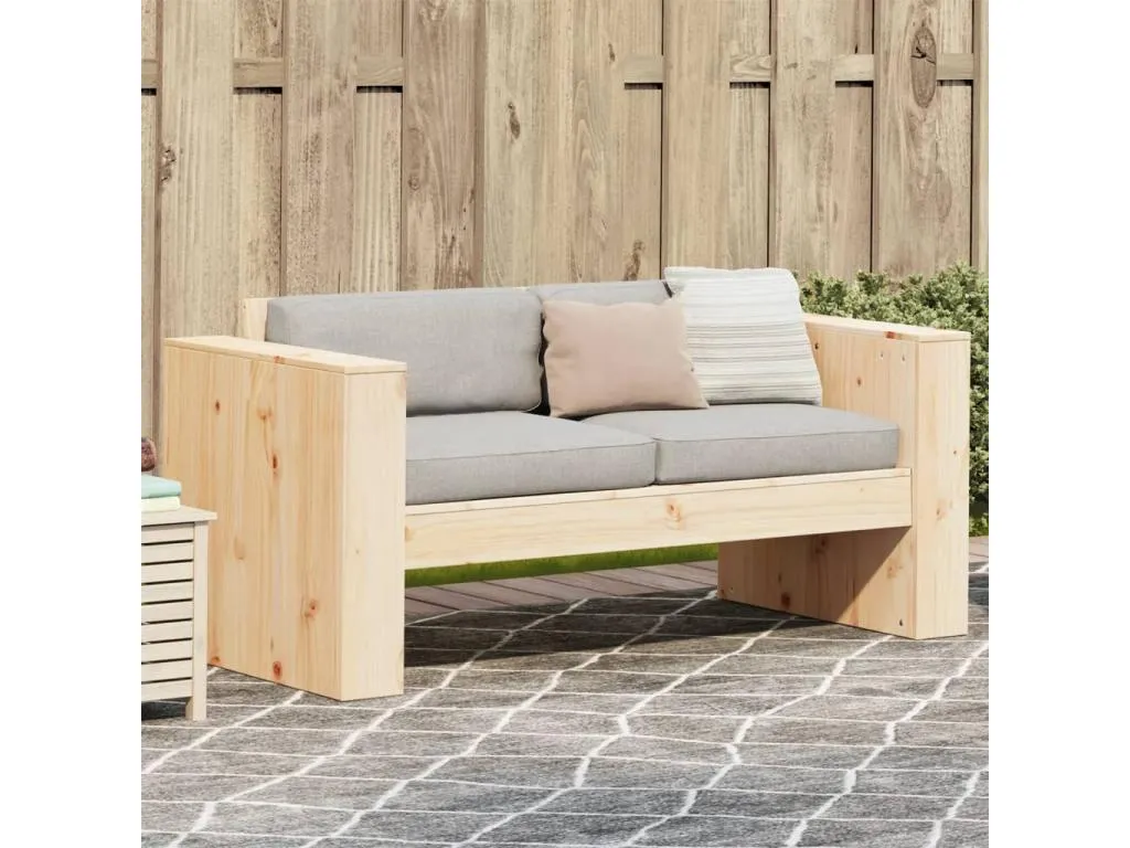 Hogarmini Sofá de jardín de 2 plazas Hogarmini maciza de Hogarmini 134x60x62 cm Marrón jifq55648