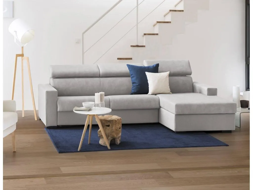 Sofá fijo Patriciabaezcasa Sofá de esquina Made in Italy Sofá de salón con chaise longue en tela acolchada - península contenedor derecho con