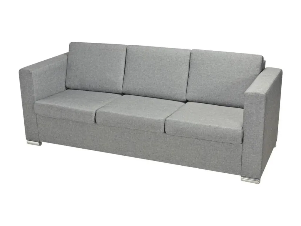 Sofá de 3 plazas de tela gris claro
