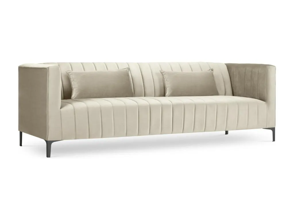 Andreuworldcasa - Sofá Andreuworldcasa 3 plazas de terciopelo beige claro - 220x85x74cm